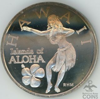 1994 Us Honolulu Hawaii 1 Oz (. 999) Fine Silver Island Of Aloha Coin W /