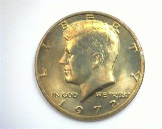 1972 - D Kennedy 50 Cents Exceptional Uncirculated Iridescent Toning Scarce