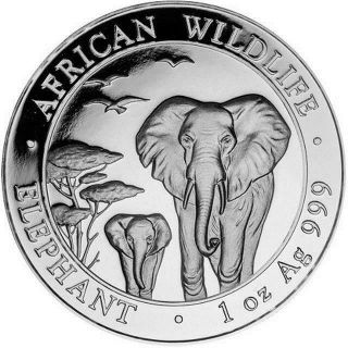 Somalia - 2015 1 Oz Somalian Silver Elephant 100 Shillings Coin (bu)