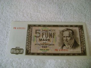 Germany Dem.  Rep.  (1964) - 5 Mark - P - 22 - Banknote - Uncirculated