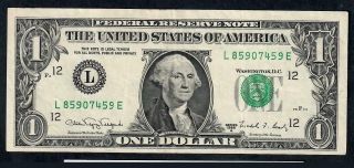1 Dollar Federal Reserve Note 1988 A Fine