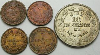 Honduras 1,  10 Centavos 1949/1957/1974 - 5 Coins - 1817 ¤