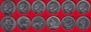 Cook Islands Set Of 6 Coins: 1 - 5 Cents 2000 - 2003 Unc