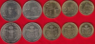 Serbia Set Of 5 Coins: 1 - 20 Dinara 2007 Unc