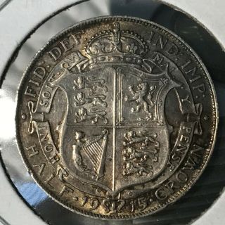 1915 Great Britain Silver King Edward Half Crown Coin
