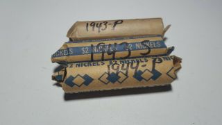 (3) Rolls Of War Nickels 1943p,  1943s 1944 P 30 Silver Vg To Vf