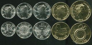 Solomon Islands Set 5 Coins 10 20 50 Cents,  1 2 Dollar 2012 Unc
