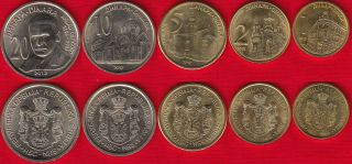 Serbia Set Of 5 Coins: 1 - 20 Dinara 2012 Unc