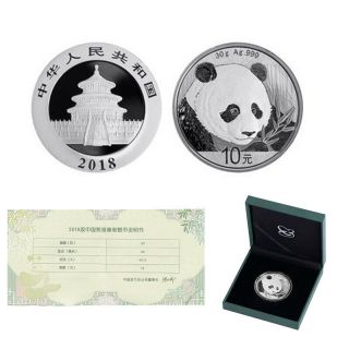 2018 China Panda 10 Yuan (1 Oz) Silver Coin 30g 40mm
