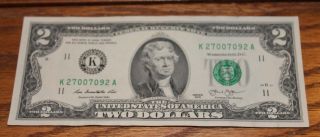 007 Fancy Serial Rare 2013 Series Crisp $2 Bill Two Dollar Note K Dallas