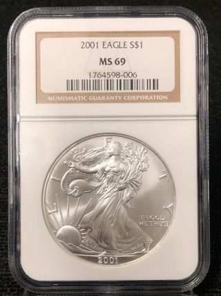 2001 American Silver Eagle Ngc Ms69 Nh006