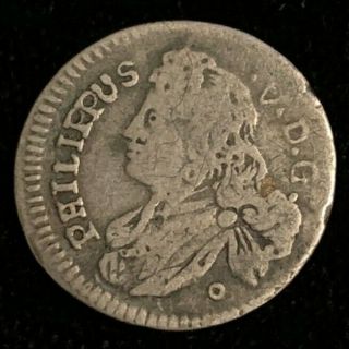 Rare 1707 Italian States Kingdom Sicily Filippo V 1/2 Tari Silver Coin Blot 106