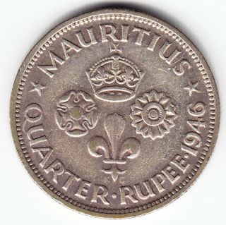 Mauritius 1/4 Rupee 1946 Km18a Ag.  500 Gvi 1 - Year Type Much Above Average - Rare