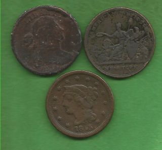 Two Large Cents & One Award Token Culls,  (1804 - 1845)