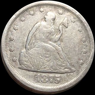 1875 - S Seated Twenty Cent Quarter Highly Grade High End Liberty Silver Coin