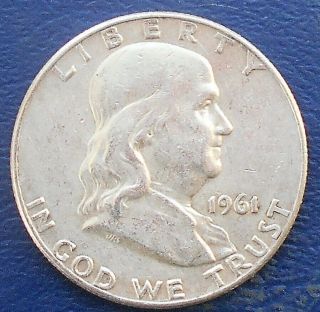 . 900 Silver 1961 D Ben Franklin Half Dollar 50 Cents Grade Circulated Fr19
