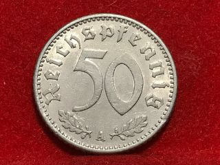 50 Reichspfennig 1935 A German Nazi Coin Alu