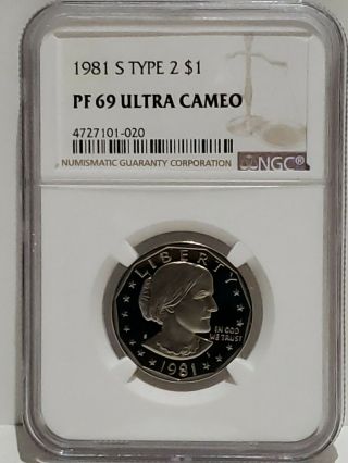 1981 - S Clad Type 2 Susan B.  Anthony Ngc Pf 69 Ultra Cameo