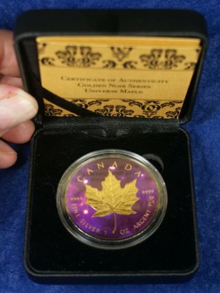 2016 $5 Canada Golden Noir Series Purple 1 Oz Silver Coin - Universe Maple