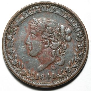 1841 United States Hard Times Copper Not One Cent Token