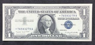 1957 - A $1 Blue Seal Fr.  1620 Silver Cert Star Note - Almost Uncirculated