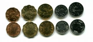 Tanzania 5 10 20 50 Senti 1 Shilling Km1,  11,  2,  26,  22 1989 - 1992 Unc Coin Set Of 5