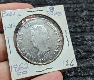 1862 - Fp Bolivia 8 Soles Silver - Hi Grade - 126