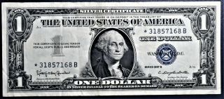 1957 - B $1 One Dollar Bill Silver Certificate Star Note Cu Bill Fr 1621 A1165