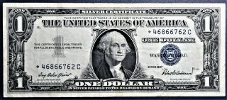 1957 $1 One Dollar Bill Silver Certificate Star Note Fr 1619 A1164