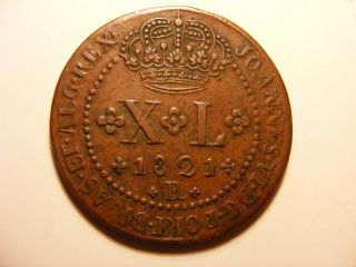 Brazil 1821 - R Copper 40 Reis,  Km 319.  1,  Xf