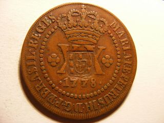 Brazil 1778 20 Reis Host Coin (km 828),  C/m To 40 Reis (km 202)