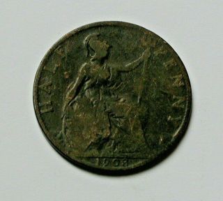 1903 Uk (british) Edward Vii Coin - Half Penny (1/2d) - Brown