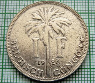 Belgian Congo Albert I 1923 1 Franc,  Dutch Legend