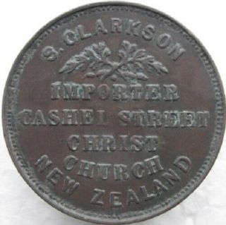 Zealand Token Penny 1875 S.  Clarkson gF,  A67 L322b,  Chocolate Brown 2