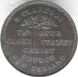 Zealand Token Penny 1875 S.  Clarkson gF,  A67 L322b,  Chocolate Brown 4