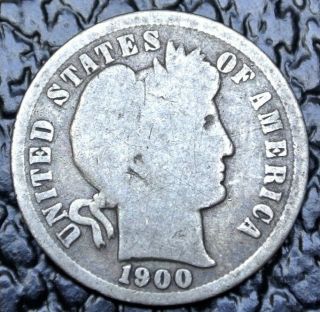 1900 Usa - One Dime -.  900 Silver - Barber -