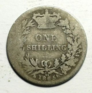 1865 Great Britain Silver Shilling | 92.  5 Fineness | Queen Victoria Die 41