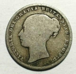 1865 Great Britain Silver SHILLING | 92.  5 Fineness | Queen Victoria DIE 41 2