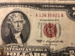 Currency Note 1963 2 Dollar Bill Red Seal Note Paper Money United States USA 2