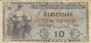Usa / Mpc 10 Cents 1948 Series 481 Plate 55 Circulated Banknote