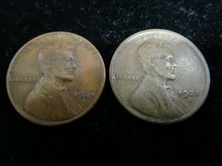 1924 - D & 1923 - S Lincoln Wheat Penny Cents 1c - S&h Usa
