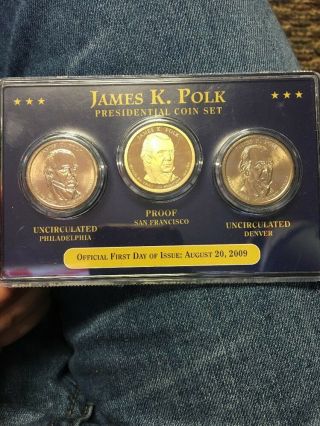 James K.  Polk 2009 Presidential Dollar Coin Set Of Three P D Proof