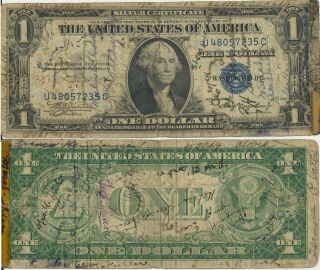 1935 $1 One Dollar Silver Certificate Us Currency Series 1935 A 10.  016