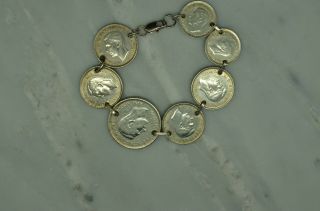 6.  5 " Silver Australia Coins Bracelet 3 & 6 Pence Shilling 1942 & 1943 X18701