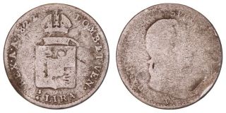 Ga.  095} Italy Lombardo - Venetia 1/4 Lira 1822 / Silver / Vg