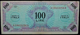 Italy 100 Lire - Series 1943 Amc - Allied Military Currency - Vg/fine