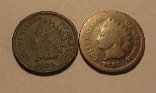 1864 & 1865 Indian Head Cent Penny - Mixed - 11fr
