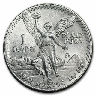 1982 Mexico Silver 1 Onza Libertad.  999 Bu Lettered Edge