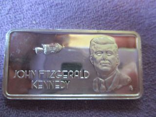 John F.  Kennedy Rare 1 Troy Oz.  999 Fine Silver Art Bar Numbered 1974