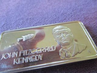 John F.  Kennedy RARE 1 Troy Oz.  999 Fine Silver Art Bar Numbered 1974 2